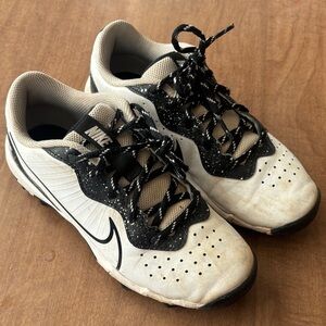 Boys White and Black Baseball Cleats